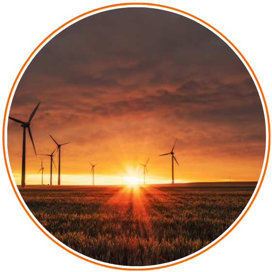 Wind turbines in the sunset
